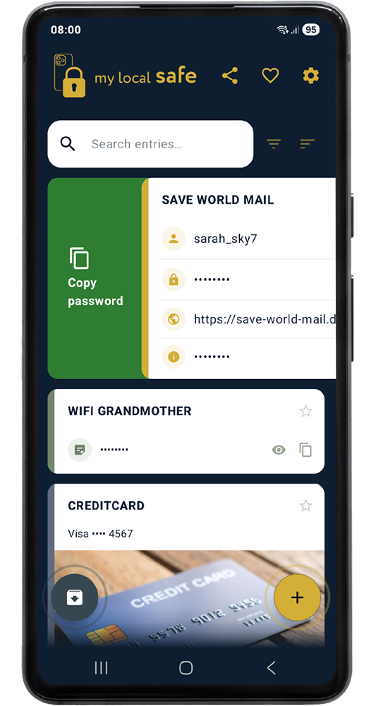MyLocalSafe – Tresor-Übersicht